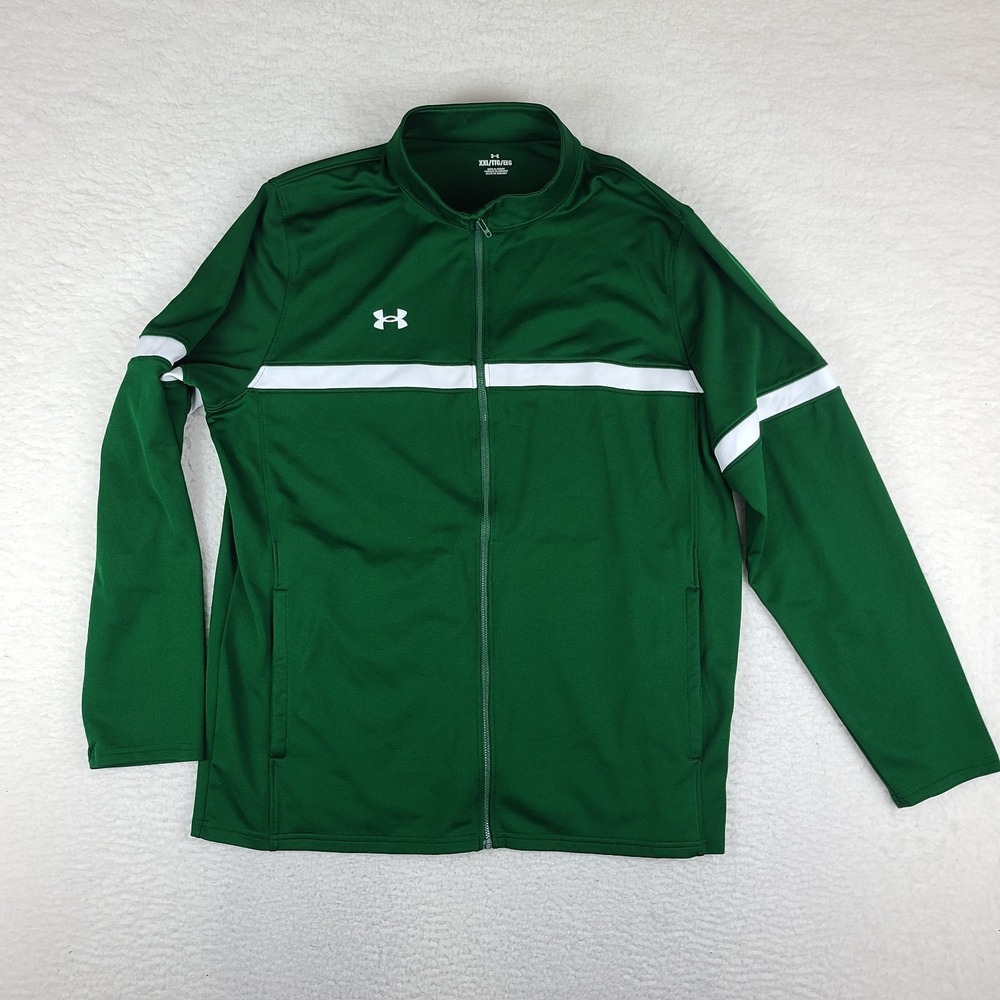 Under Armour Sweater Mens 2XL XXL Green Full‎ Zip Activewear Performance Tech